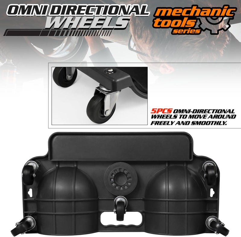 M-AUTO Rolling Knee Creeper Durable Knee Pads with Full 360 Degree Turn Casters and Tool Tray, Garage Kneeling Pads on Swivel Castors for Home Workshop Auto Repairing Maintaining, Black - Image 4